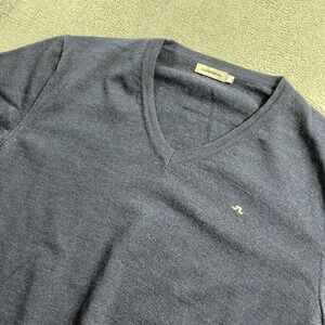 J.Lindeberg Mens Merino Wool V-Neck Sweater Navy Blue XL 86MC 73010 7103